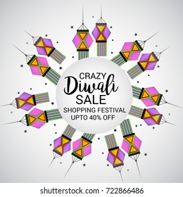 Vector illustration of a sale banner or sale poster for traditional Indian festival diwali celebration background.

