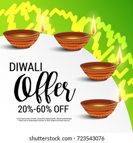 Vector illustration of a sale banner or sale poster for traditional Indian festival diwali celebration background.