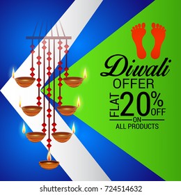 Vector illustration of a sale banner or sale poster for traditional Indian festival diwali celebration background.