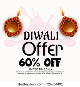 Vector illustration of a sale banner or sale poster for traditional Indian festival diwali celebration background.