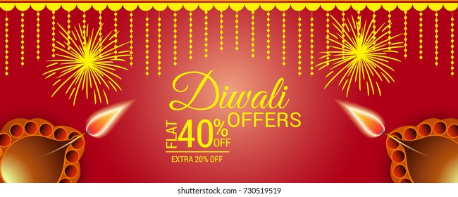 Vector illustration of a sale banner or sale poster for traditional Indian festival diwali celebration background.