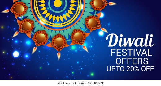 Vector illustration of a sale banner or sale poster for traditional Indian festival diwali celebration background.