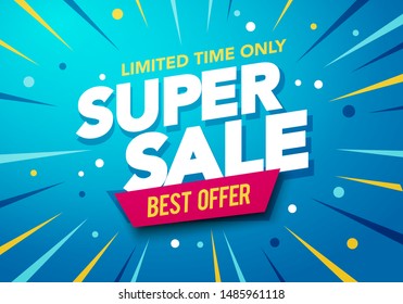 Vector illustration Sale banner template design, Big sale special up to 80% off. Super Sale, end of season special offer banner. 