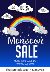 Vector illustration of a sale banner,poster for Monsoon season 