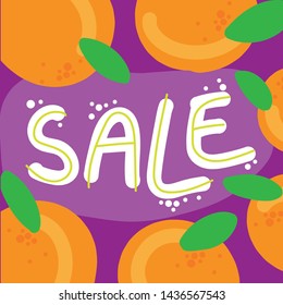vector illustration sale with discount. oranges.