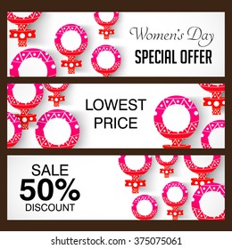 Vector Illustration of a sale Header for Happy women's day.