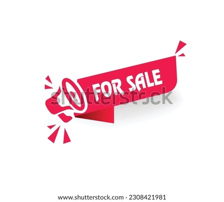 Vector Illustration For Sale Label. Modern Web Banner With Megaphone Speaker Icon