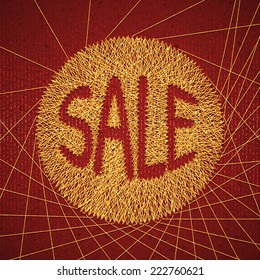 Vector illustration of sale label on red background.