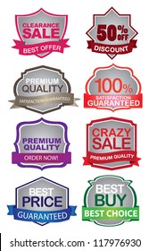 Vector illustration of sale labels with different messages.