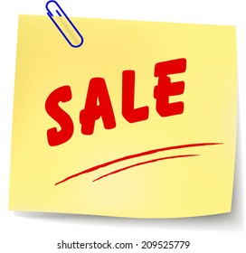 Vector illustration of sale paper message on white background