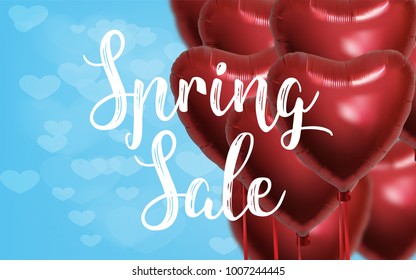 Vector illustration Sale poster background with heart balloons. Wallpaper, flyers, invitation, posters, brochure, banners. Decoration Element for party or celebrations