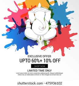 Vector illustration of a sale poster or sale banner for festival of ganesh chaturthi celebration.