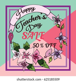 Vector illustration of a sale poster of teachers day celebration.