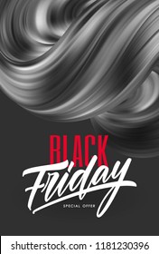 Vector illustration: Sale poster with type lettering composition of Black Friday and abstract liquid shape.