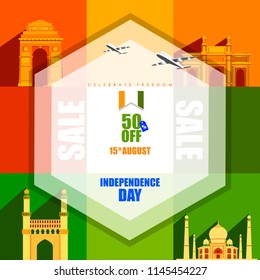 vector illustration of Sale Promotion and Advertisement for 15th August Happy Independence Day of India