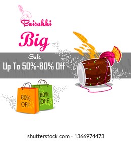 vector illustration of Sale and Promotion advertisement  background for Punjabi New Year festival Vaisakhi celebrated in Punjab India