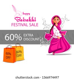 vector illustration of Sale and Promotion advertisement  background for Punjabi New Year festival Vaisakhi celebrated in Punjab India