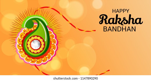 Vector illustration of a Sale and promotion banner poster with Decorative Rakhi for Indian Festival Raksha Bandhan Celebration of brother and sister bonding.