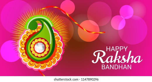 Vector illustration of a Sale and promotion banner poster with Decorative Rakhi for Indian Festival Raksha Bandhan Celebration of brother and sister bonding.