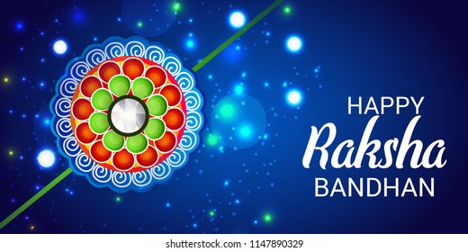 Vector illustration of a Sale and promotion banner poster with Decorative Rakhi for Indian Festival Raksha Bandhan Celebration of brother and sister bonding.