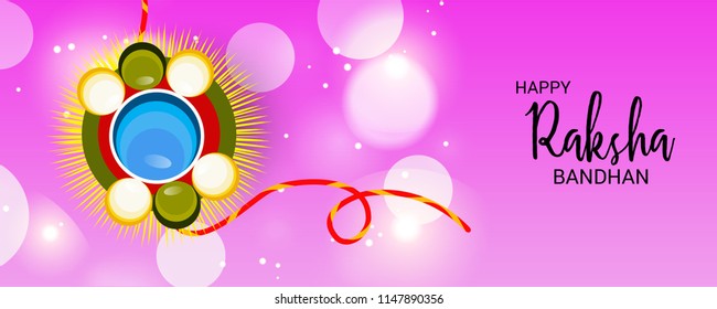 Vector illustration of a Sale and promotion banner poster with Decorative Rakhi for Indian Festival Raksha Bandhan Celebration of brother and sister bonding.
