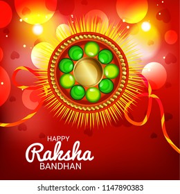 Vector illustration of a Sale and promotion banner poster with Decorative Rakhi for Indian Festival Raksha Bandhan Celebration of brother and sister bonding.