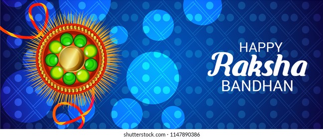 Vector illustration of a Sale and promotion banner poster with Decorative Rakhi for Indian Festival Raksha Bandhan Celebration of brother and sister bonding.