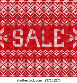 Vector illustration Sale: Scandinavian style knitted pattern. Flat style