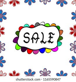 Vector illustration. Sale words cloud, business concept background. Picture in white, black and red colors. Seamless. Lettering.
