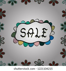 Vector illustration. Sale words cloud, business concept background. Seamless. Lettering. Picture in white, green and black colors.