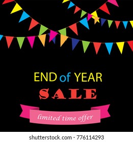 vector illustration of a sale of the year banner with bunting