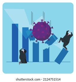Ilustración vectorial de las ventas dañadas por la influencia de COVID-19.