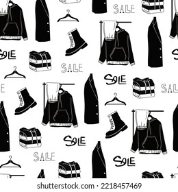 Ilustración vectorial de la plantilla de diseño de ventas. Descuentos de temporada, viernes negro. Doodle.Pattern.