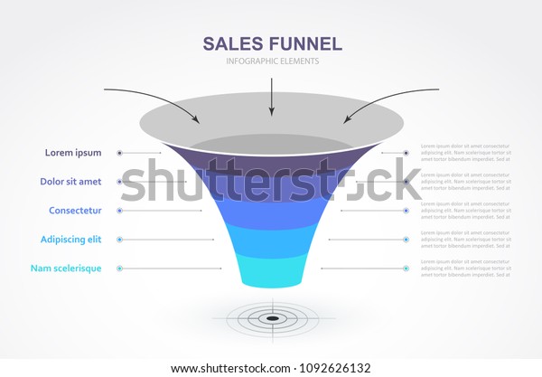 Vector Illustration Sales Funnel Elements Business Stock Vector ...