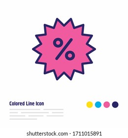 Ilustración vectorial de la línea coloreada del icono de ventas. Un bello elemento comercial también se puede utilizar como elemento icono de descuento.