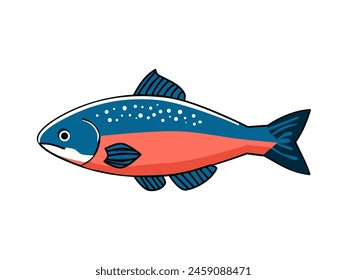 vector illustration of salmon fish in minimalist and flat style isolated on white background