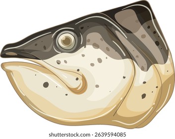 Vector illustration of a salmon head with earthy tones and smooth shading, highlighting its distinct features and textures