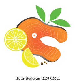 ilustración vectorial del salmón y el limón