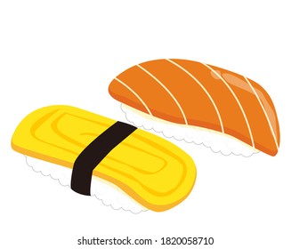 Vektorgrafik von Lachs und Omelett-Sushi . 