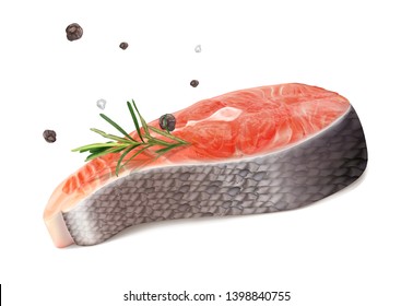 vector illustration salmon with pepper and salt