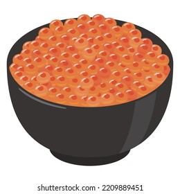 Vector illustration of salmon roe bowl