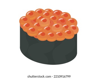 Vector illustration of salmon roe gunkanmaki