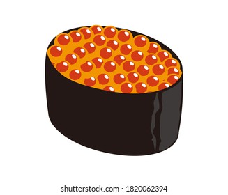 Vector illustration of salmon roe sushi . 　Battle Ship Roll