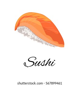 Vector illustration. Salmon sushi. Isolated on white background