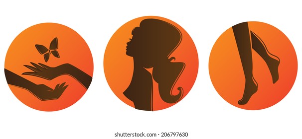 Vector illustration of salon bronze set