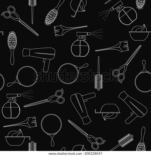 Vector Illustration Salon Icons On Black Stock Vector (Royalty Free