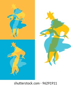 vector illustration of salsa dancers silhouette on white background 