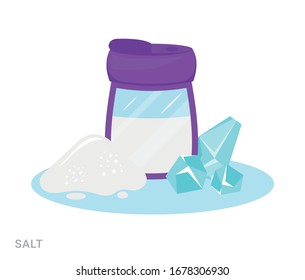 Vector illustration of salt. Food additive on a white background.