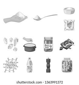 Vector illustration of salt  and food icon. Collection of salt  and mineral  stock symbol for web.