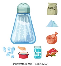 Vector illustration of salt  and food symbol. Collection of salt  and mineral  stock symbol for web.